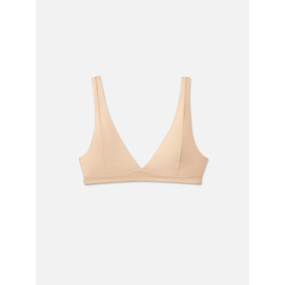 NEW Mate the Label Women's TENCEL Comfort Wireless Triangle Bra Size S SAND